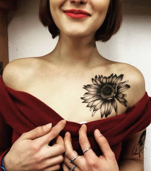 Beautiful Black Grey Sunflower Tattoo By LIT Tattoo KickAss Things