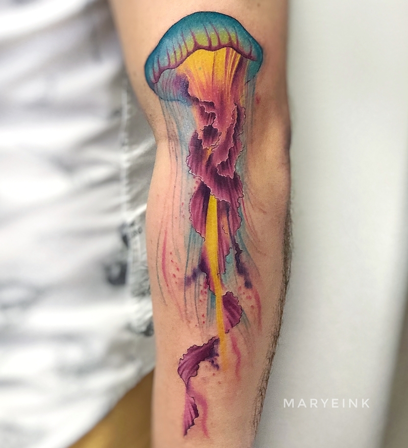 Mary Ellen Watercolor Jellyfish Tattoo 1s Kickass Things