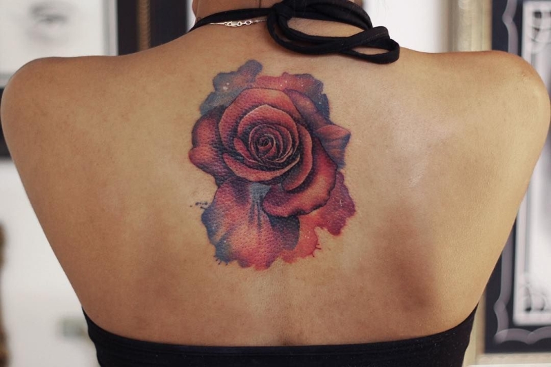 watercolor rose tattoo