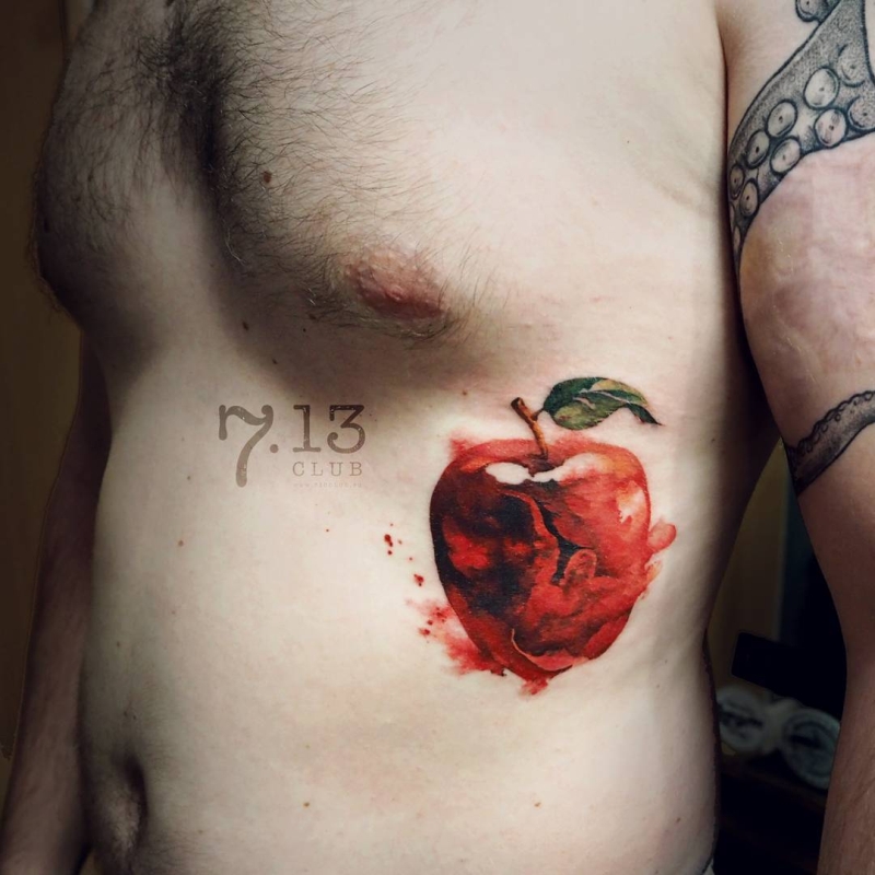 Tailor apple tattoo by Dmitriy Gorbunov | Photo 25379