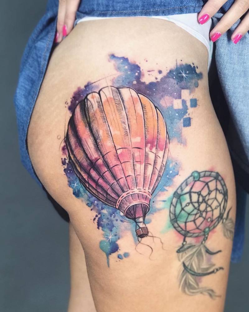 watercolor balloon tattoo