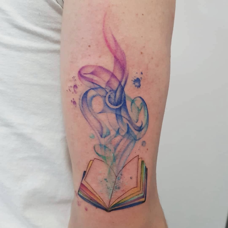 Tattoo uploaded by Kira Pelton  For people that love reading books  watercolor reading  Tattoodo