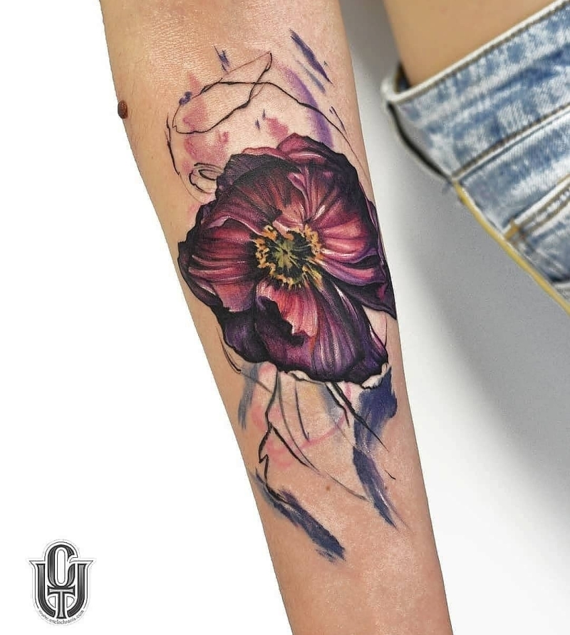 floral watercolor tattoo 