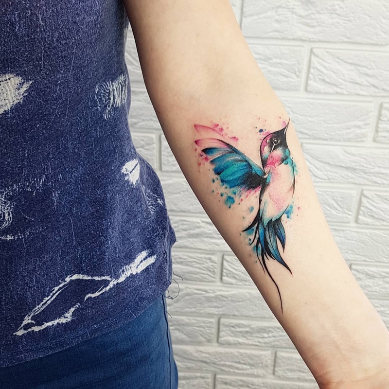 Pretty Watercolor Hummingbird