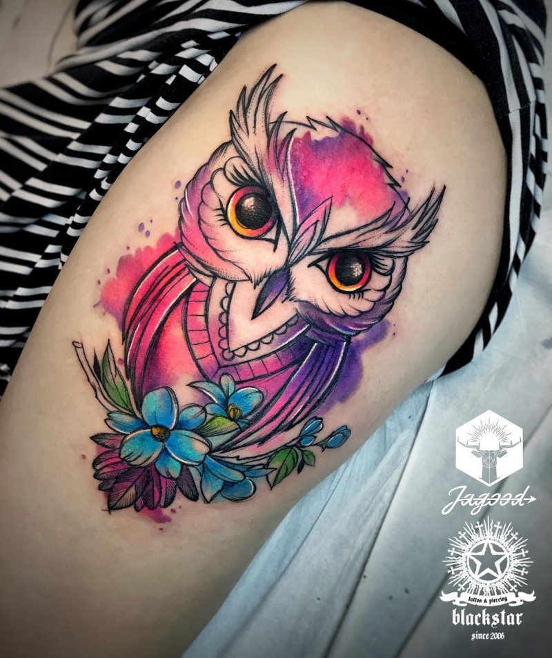 Pin by Siss on Color Tattoo  Watercolor owl tattoos Owl tattoo design  Colorful owl tattoo