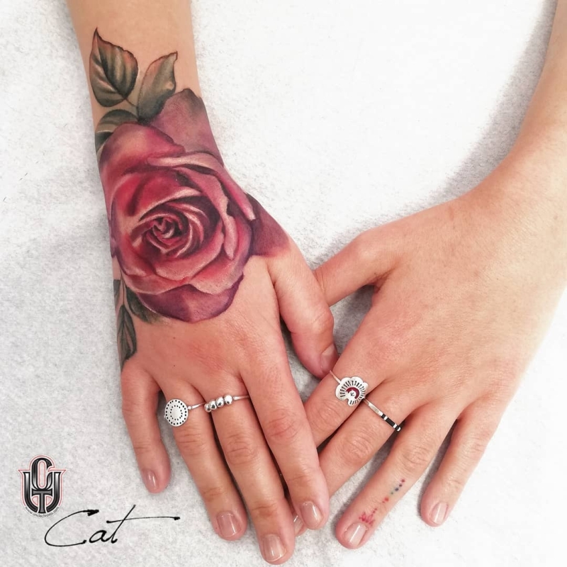 watercolor rose tattoo