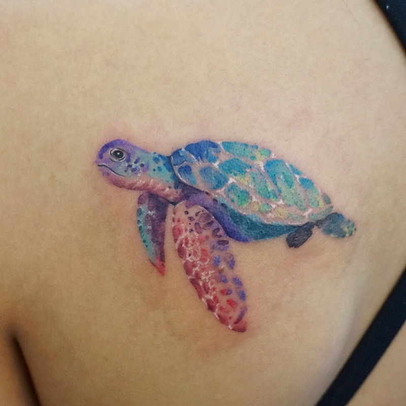 watercolor turtle tattoo