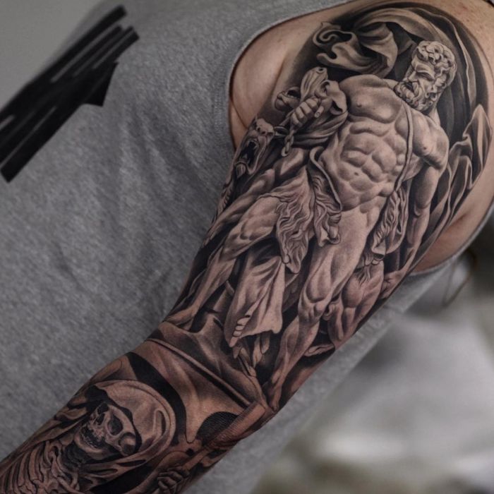 by Jun Cha tattoo sculpture hand  Sleeve tattoos Mythology tattoos Jun  cha tattoo