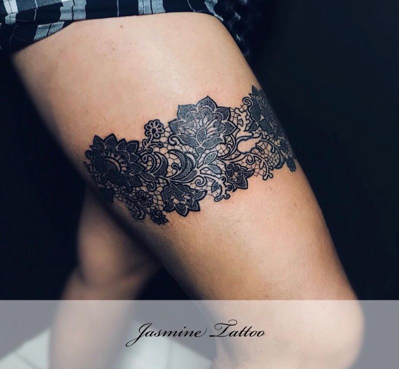 lace garter tattoo