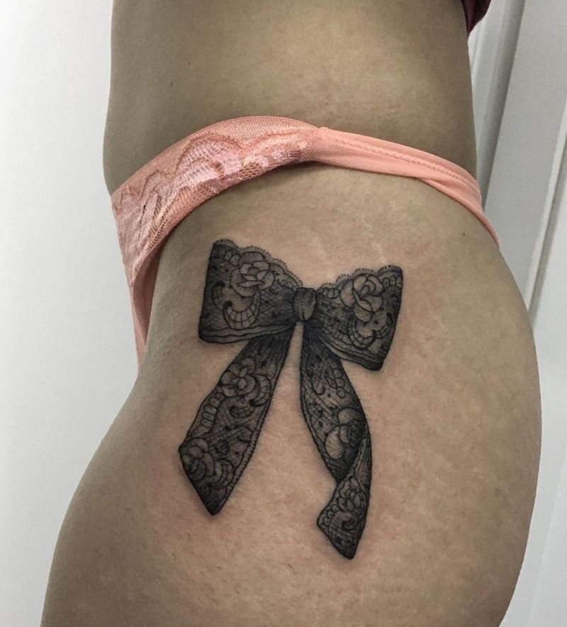 lace bow tattoo