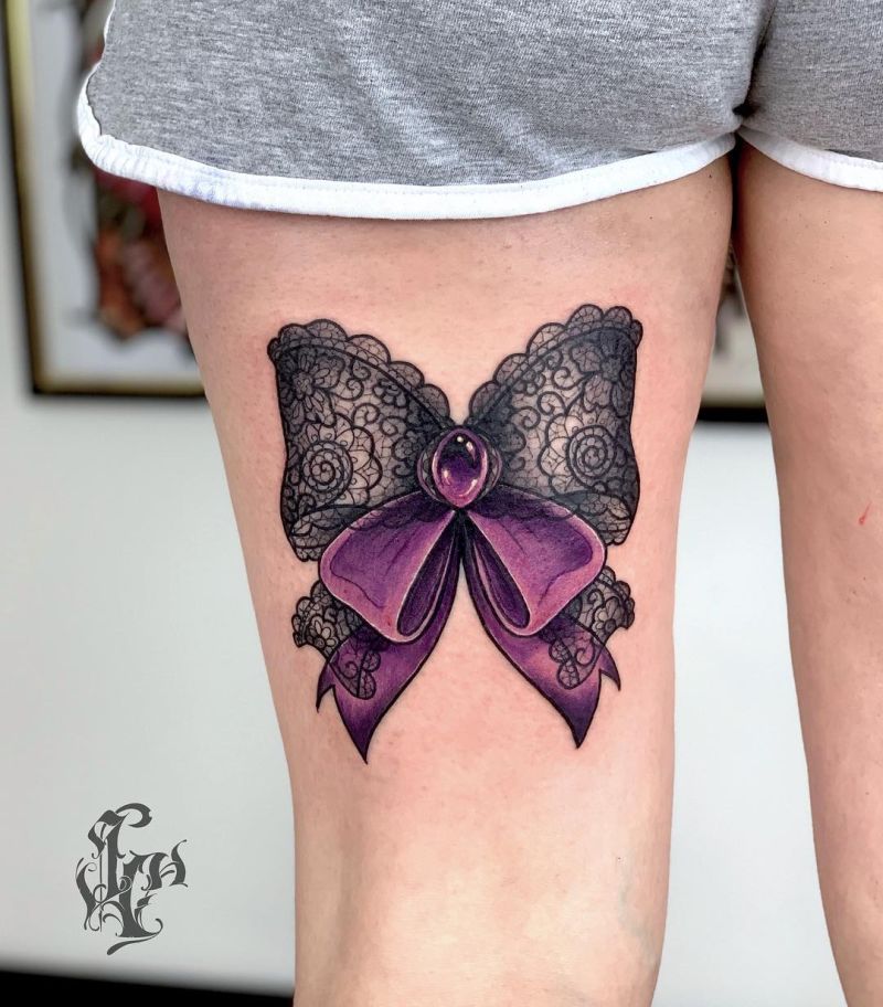 lace bow tattoo