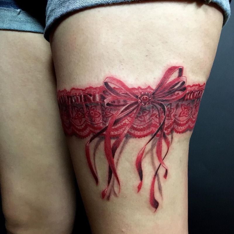 red lace tattoo