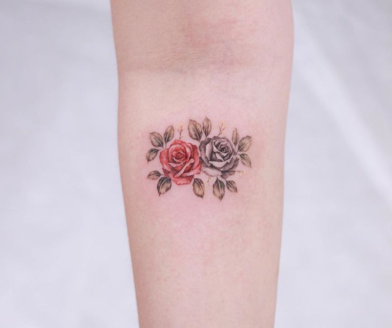 Red and black rose tattoo by STUDIOBYSOL_donghwa - KickAss Things