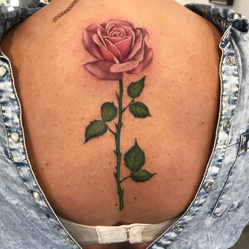 spine rose tattoo