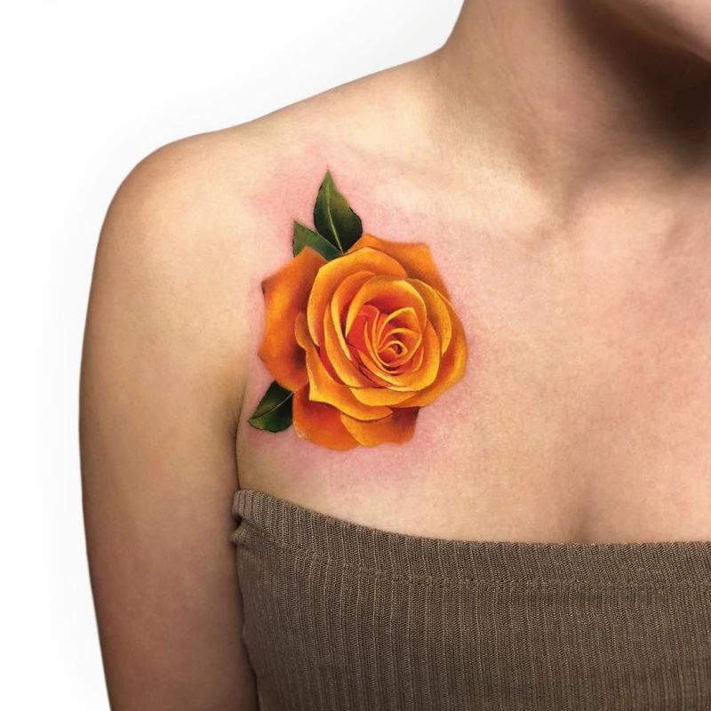 beautiful yellow rose tattoo