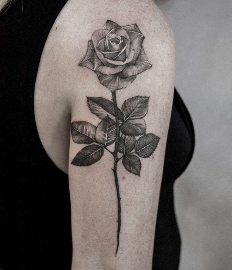 black & gray rose tattoos