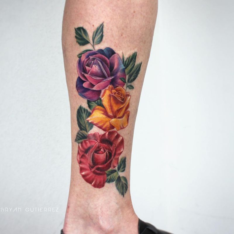 colorful rose tattoos