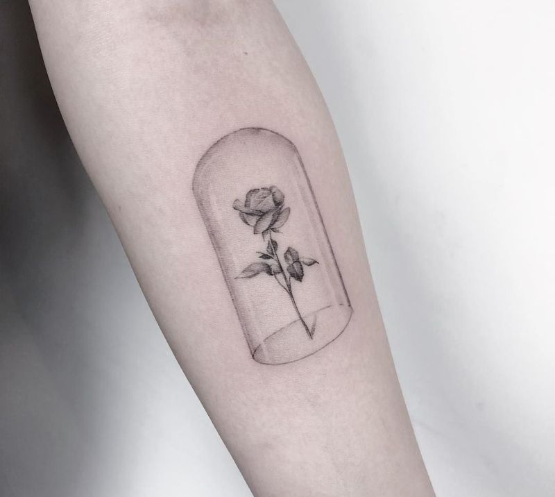 rose in glass tattoo