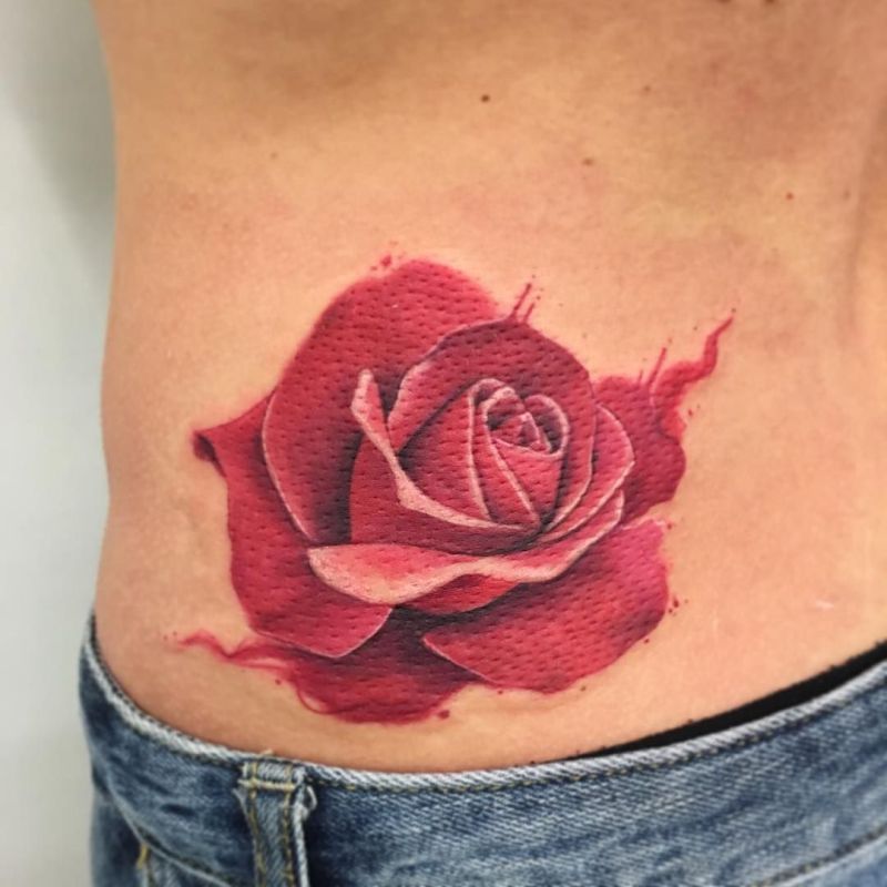 watercolor rose tattoo