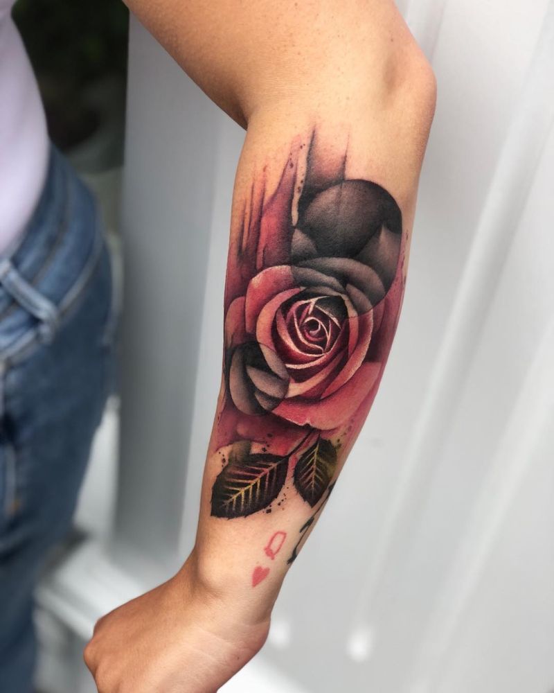 watercolor rose tattoo