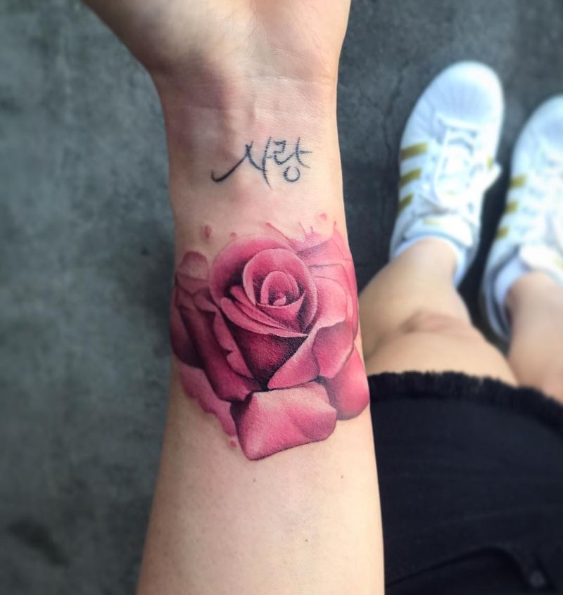 watercolor rose tattoo