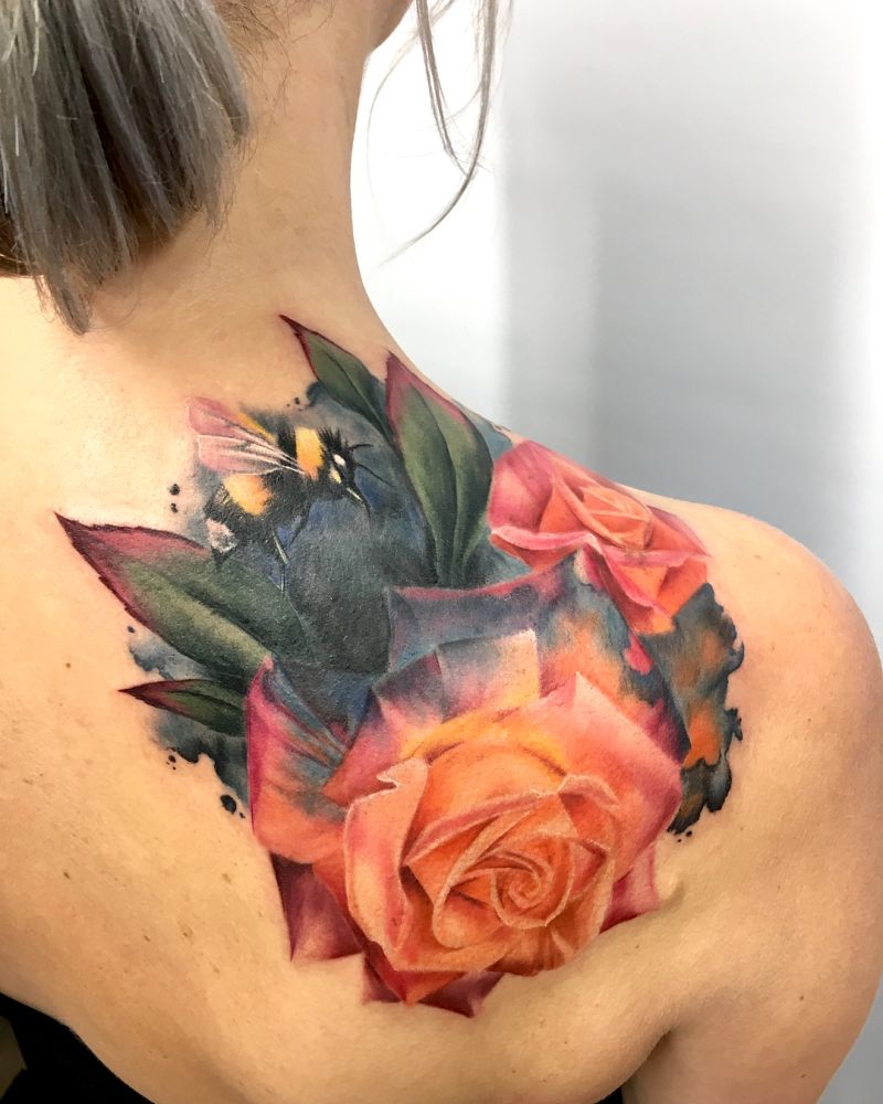 watercolor rose tattoo