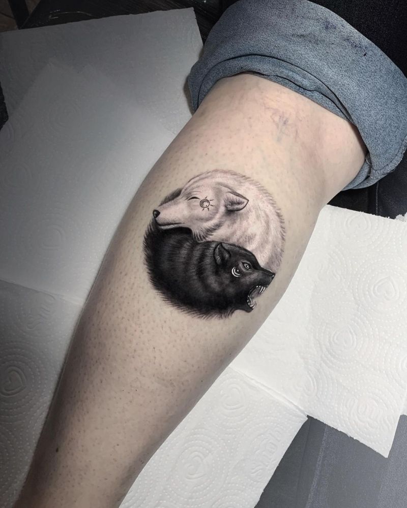 yin & yang wolf tattoo
