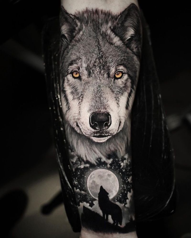beautiful wolf ink piece
