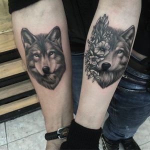 wolf couple tattoo