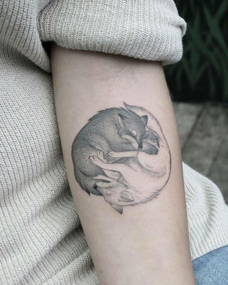 yin & yang wolves tattoo 