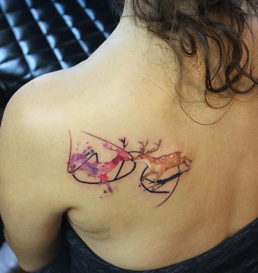 Stylized Watercolor Tattoo by Tayfun Bezgin