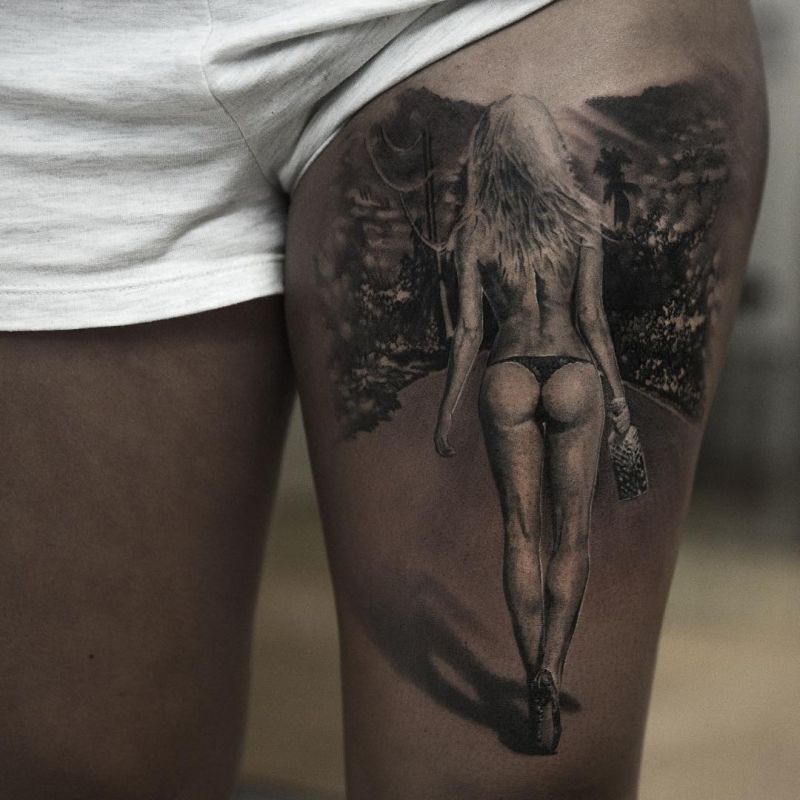 black & gray realistic tattoo