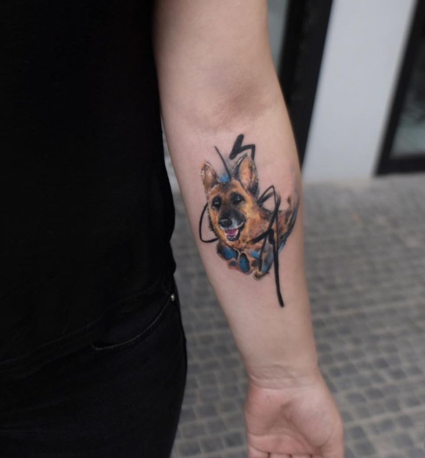dog tattoo by Tayfun Bezgin