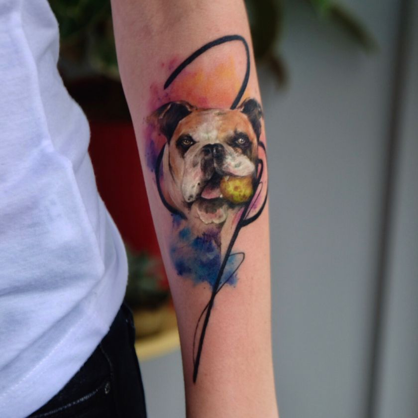 Watercolor Dog Tattoo