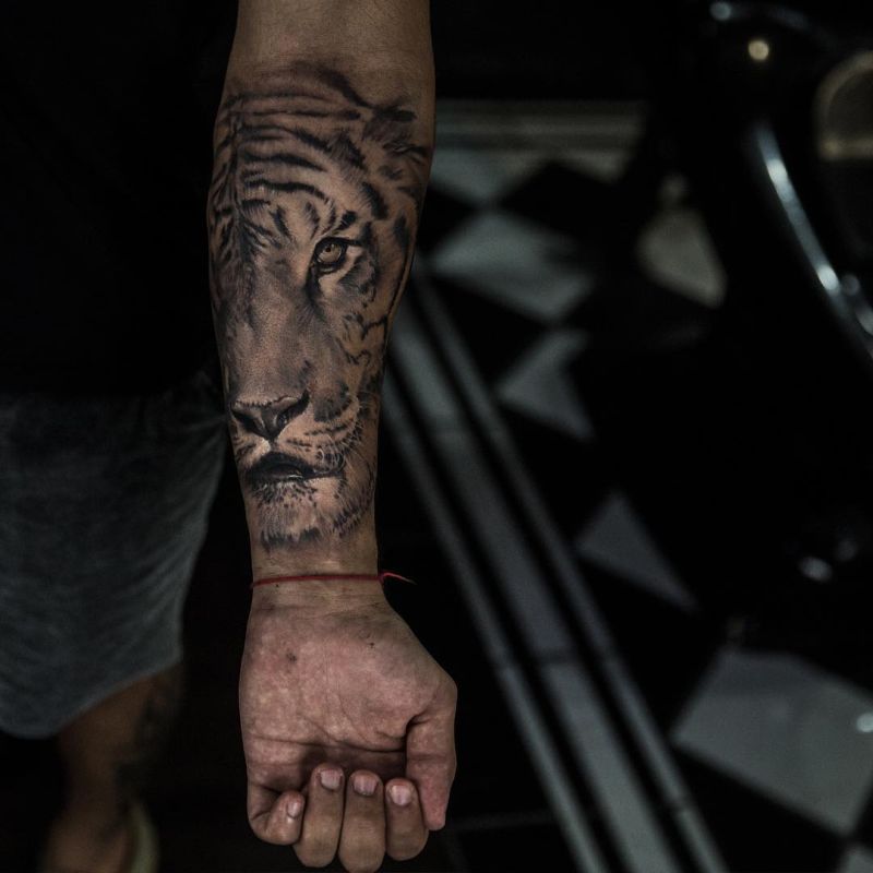 Tattoo uploaded by Sammy Ortega • What I'm looking for in my next tattoo 1.  Tiger with rose 2. Entire forearm. 3. Right forearm. 4. Realism with UV ink  in the eyes