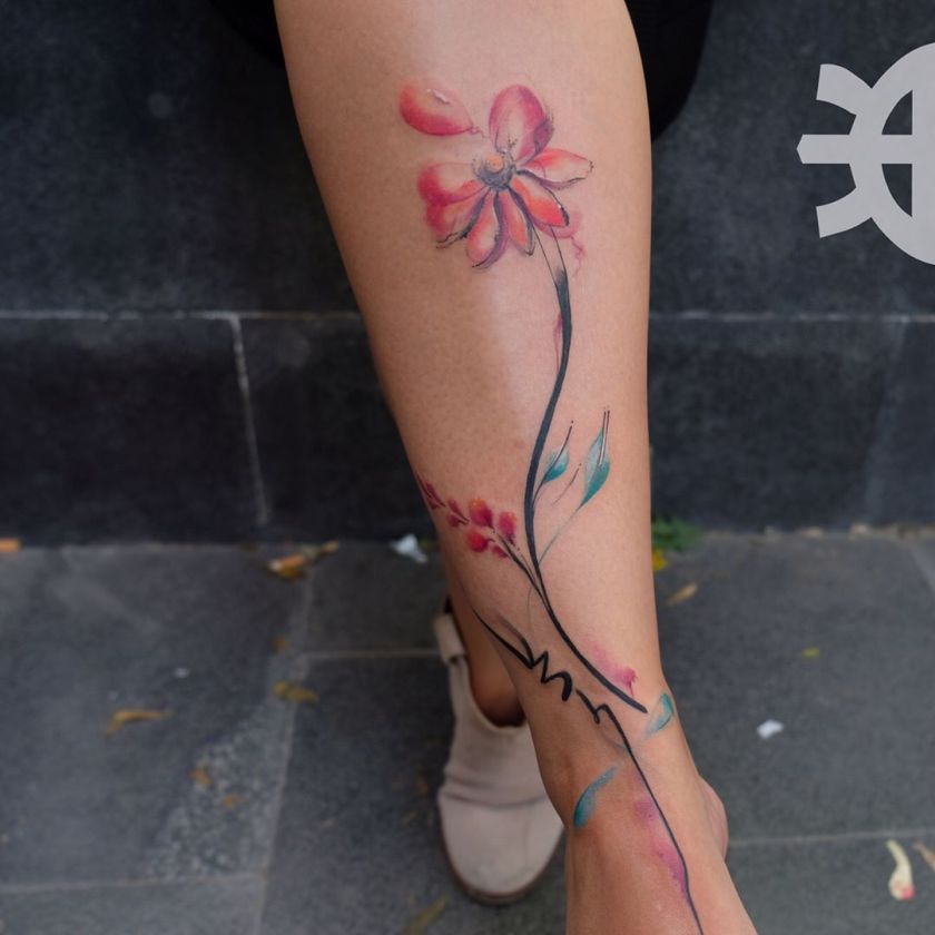 watercolor flower tattoo