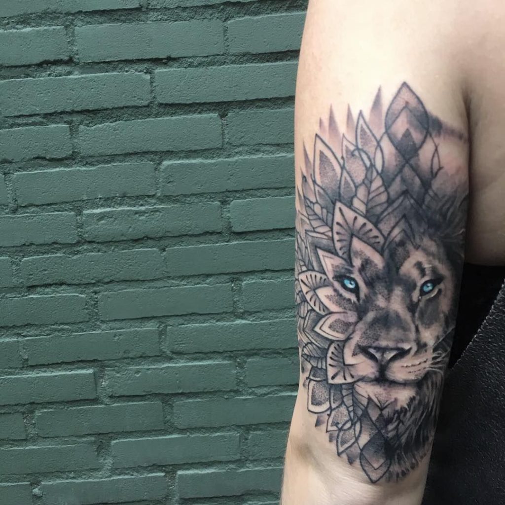 lion mandala in Blackwork Tattoos  Search in 13M Tattoos Now  Tattoodo