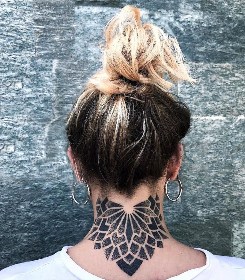neck mandala tattoo