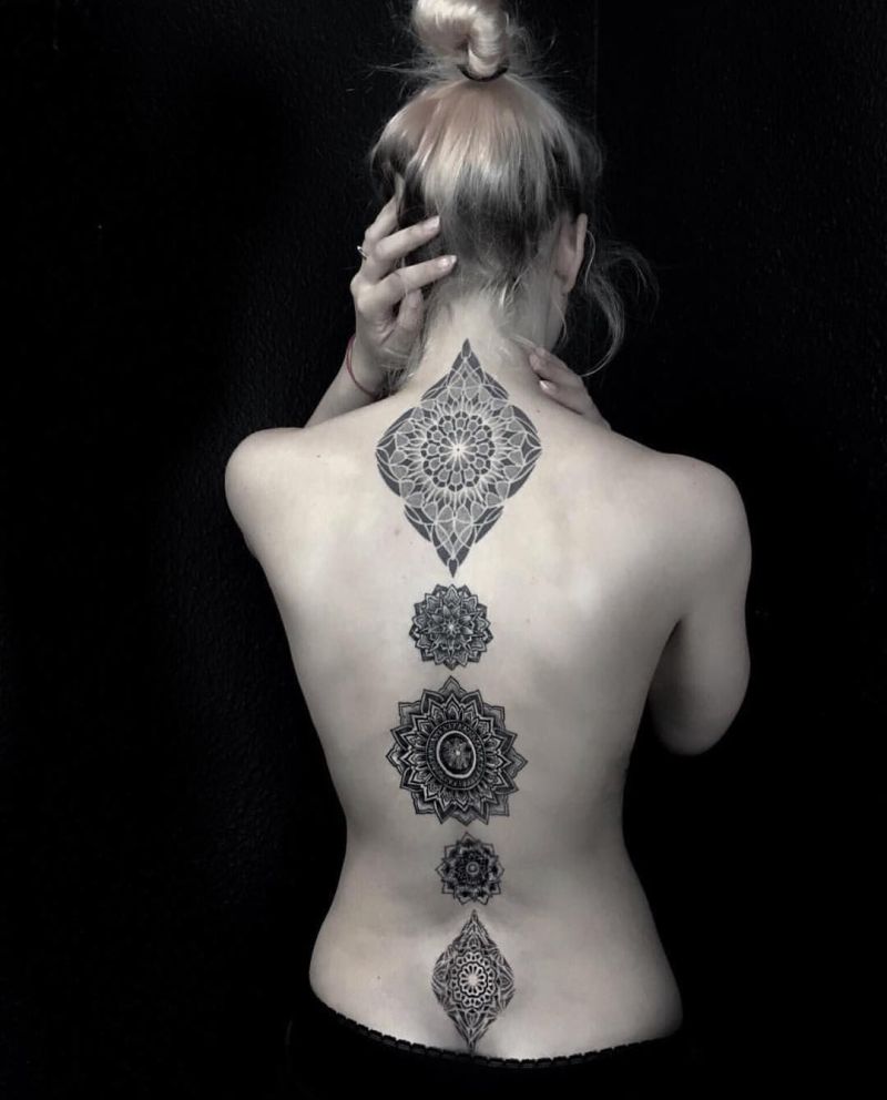 spine mandala tattoos