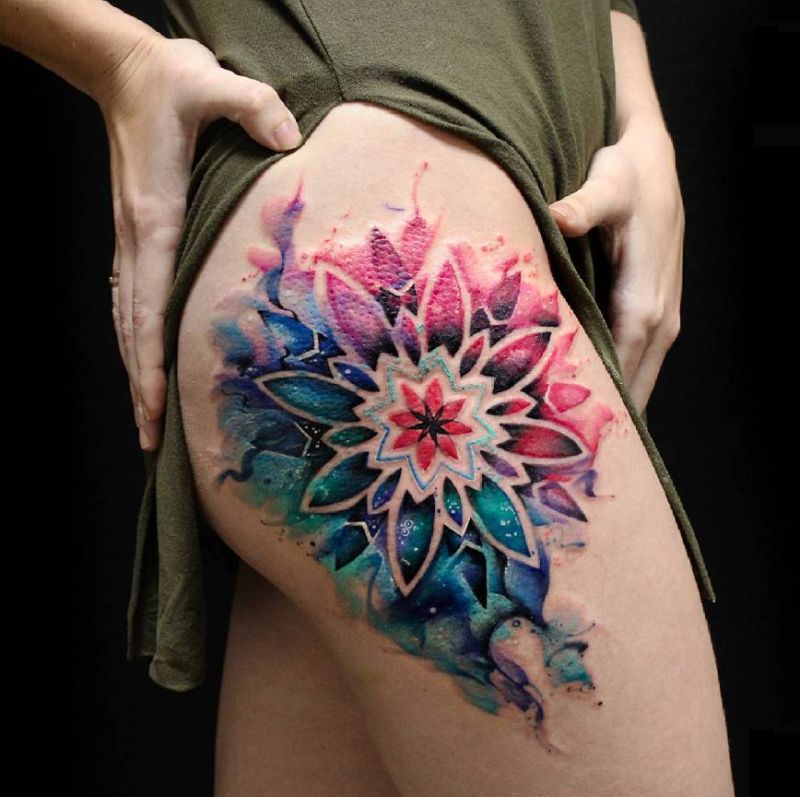 watercolor mandala tattoo
