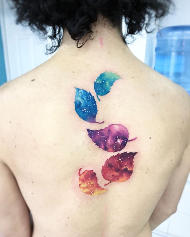 galaxy leaves tattoo Adrian Bascur