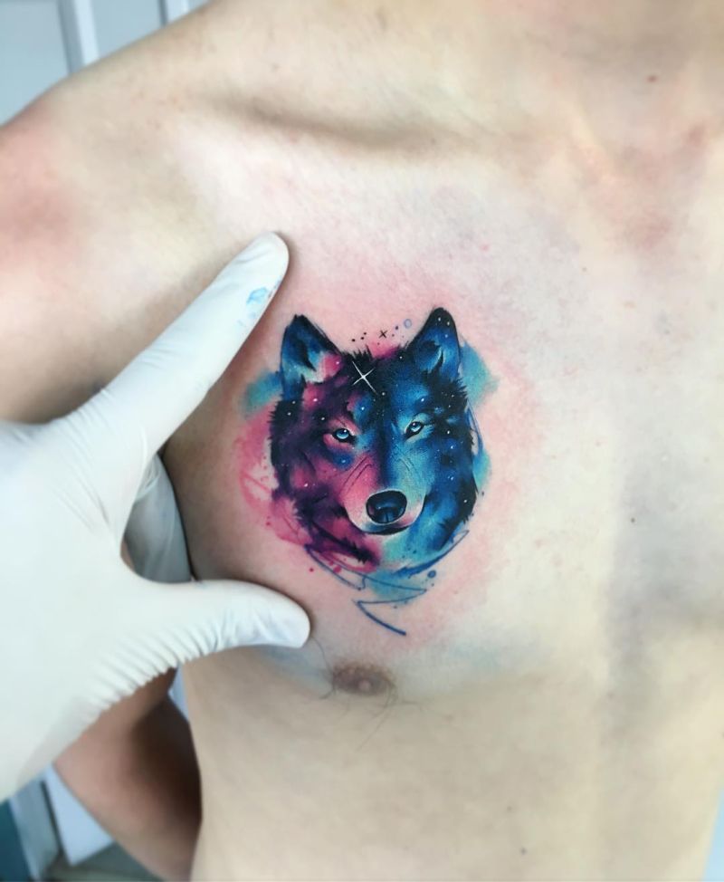 galaxy wolf tattoo