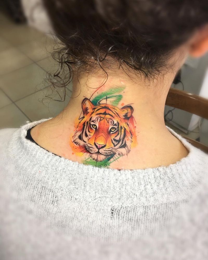 Cute tiger tattoo, tattoo sketch#12