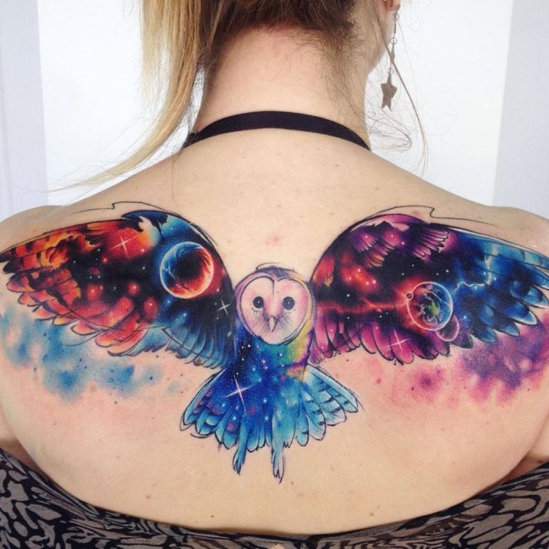 colorful cute owl tattoos