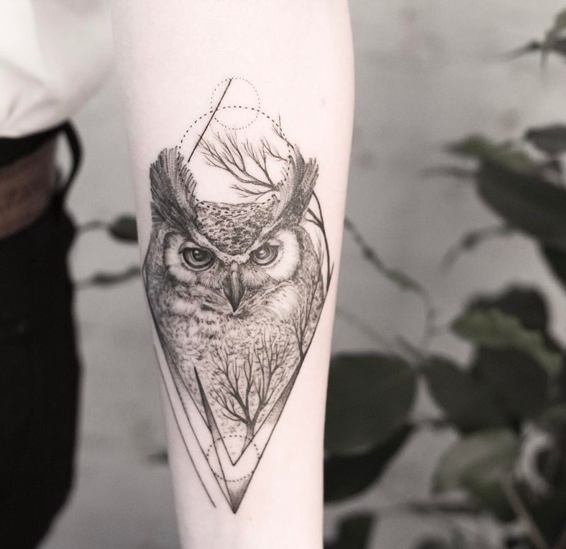 Simple Geometric Owl Tattoo PNG image1024x4001920x7501040x768  PNG  1272  Free PNG Images  Starpng