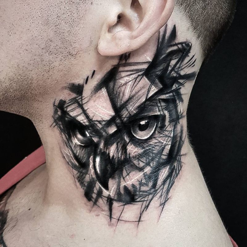 30 Owl Neck Tattoo Designs For Men  Bird Ink Ideas