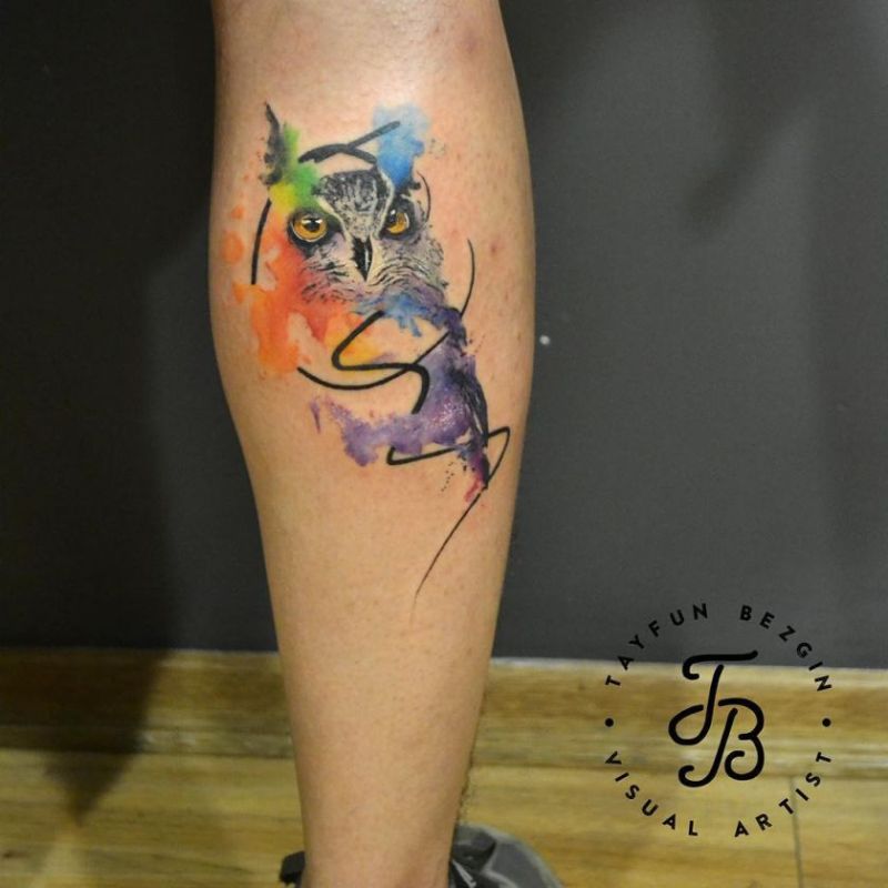 Colorful Owl Tattoo Design