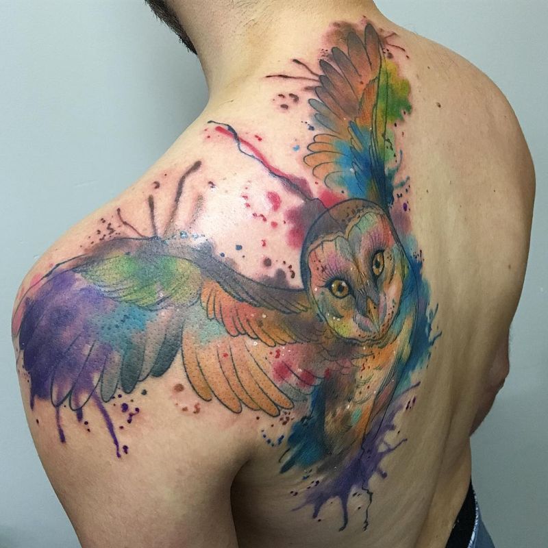 Watercolor Owl tattoo by Tattoo Tayfun  Photo 16879