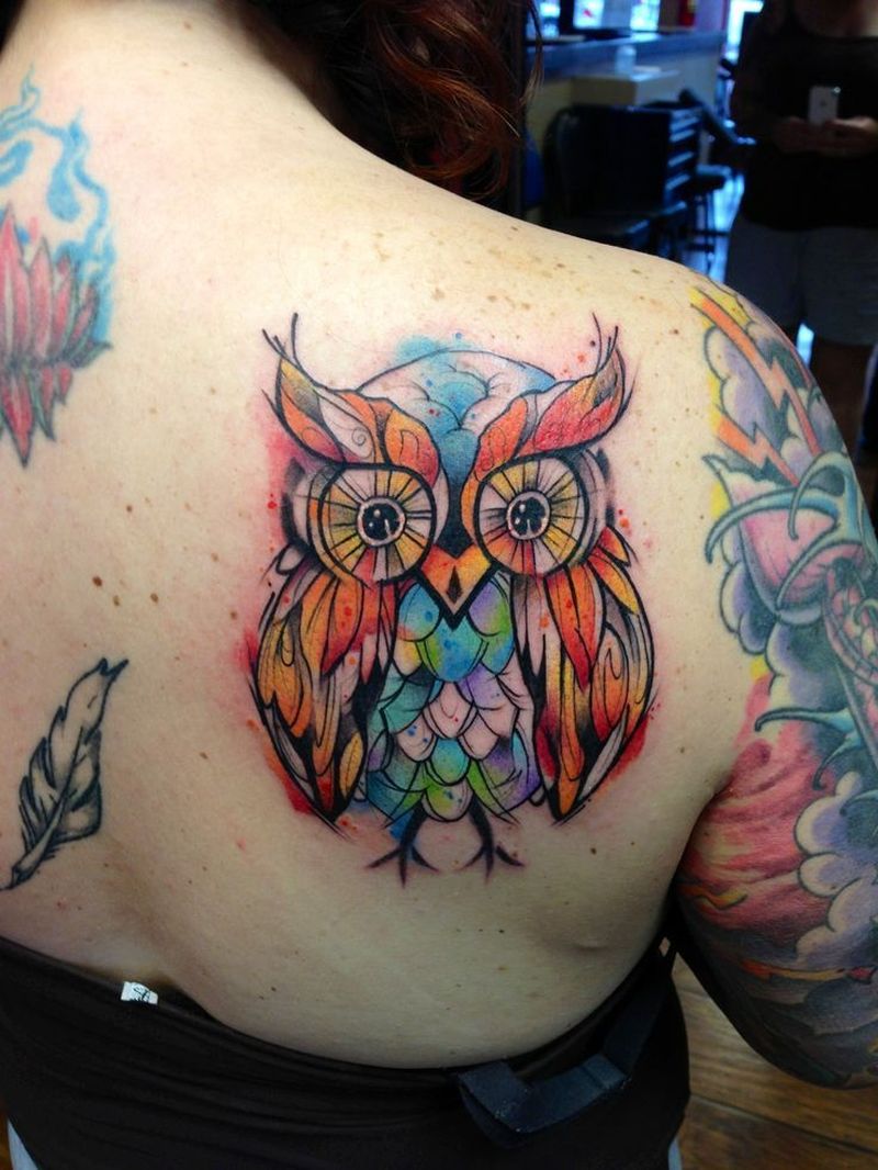 watercolor owl tattoo  KickAss Things