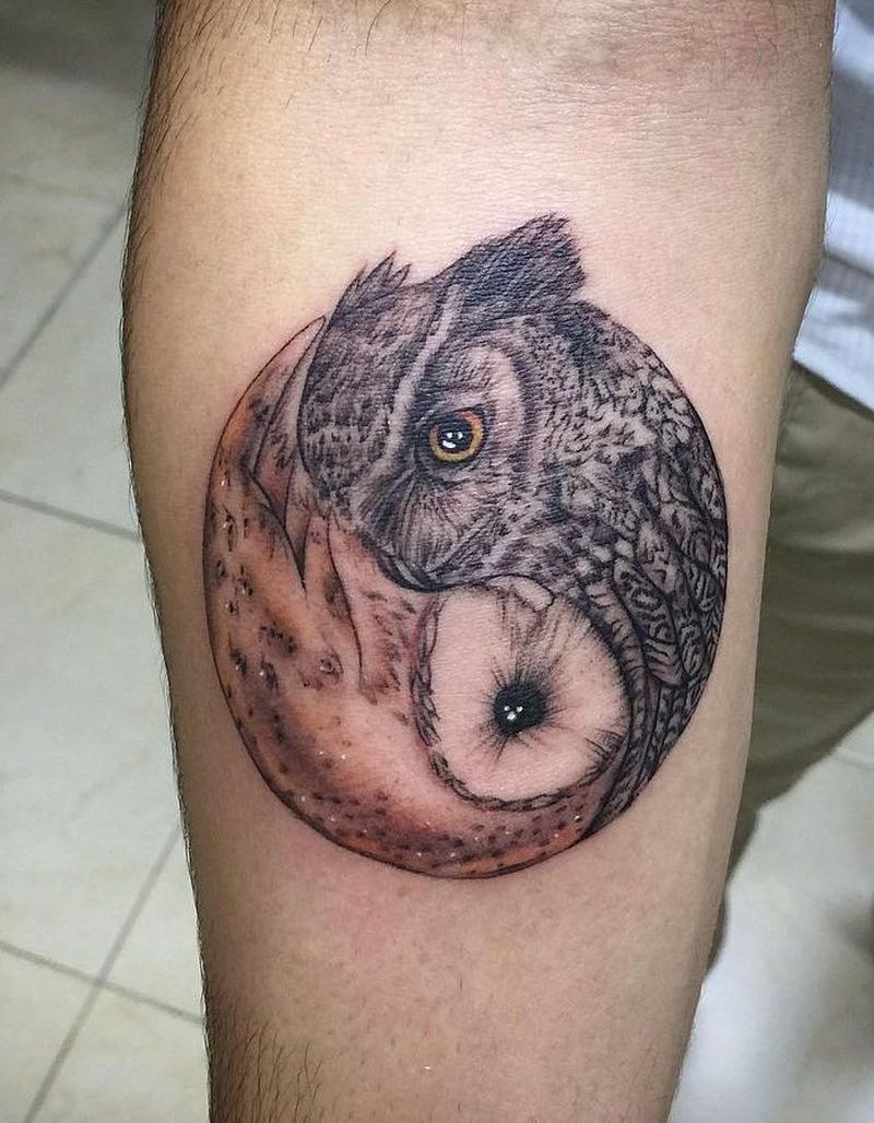 yin & yang owl tattoo
